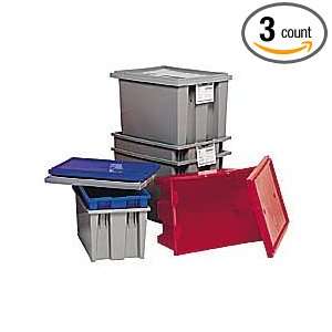QUANTUM Stack and Nest Totes   Red   Lot of 3:  Industrial 