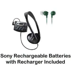   Ear Earbud Headphones & Sony Rechargeable Batteries with Recharger