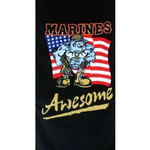 Beach Towel   Awesome Marines with Bulldog   American Flag Beach Towel 