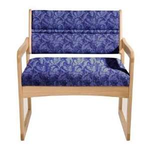  Bariatric Sled Base Chair   Light Oak/Blue Leaf Pattern 